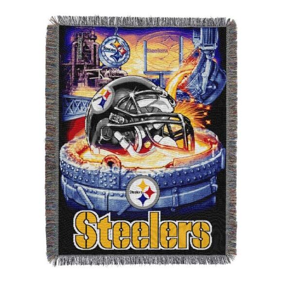Pittsburgh Steelers NFL Woven Tapestry Throw Blanket Molten Helmet - Picture 1 of 4